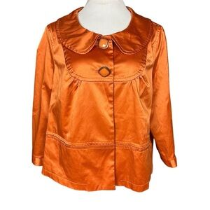 Nygard Collection Women's Orange Satin Swing Jacket Size 18 Plus Size